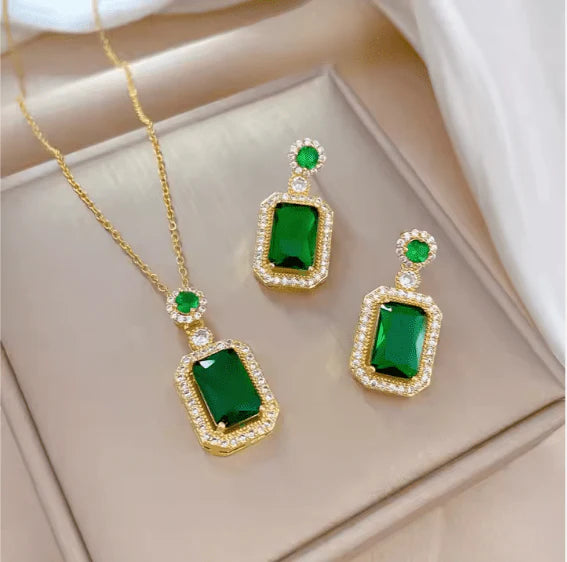 Elegant Royal Gemstone Necklace Set – Luxury Jewelry Gift for Women